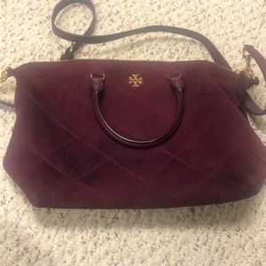 Tory Burch burgundy suede bag